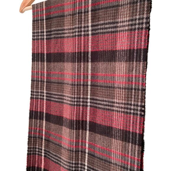 Made in England 100% Cashmere Red & Black Plaid Fringed Scarf Unisex - Picture 7 of 9
